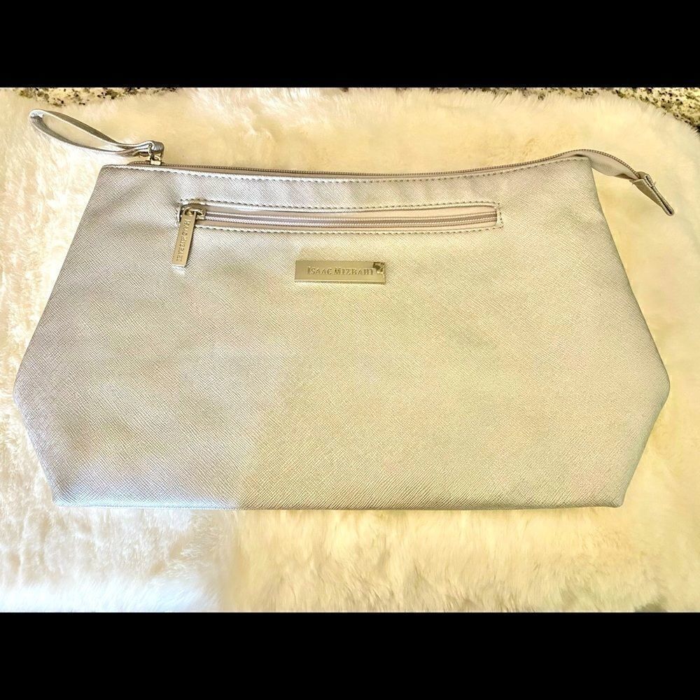 NWOT silver Isaac Mizrahi Cosmetic bag